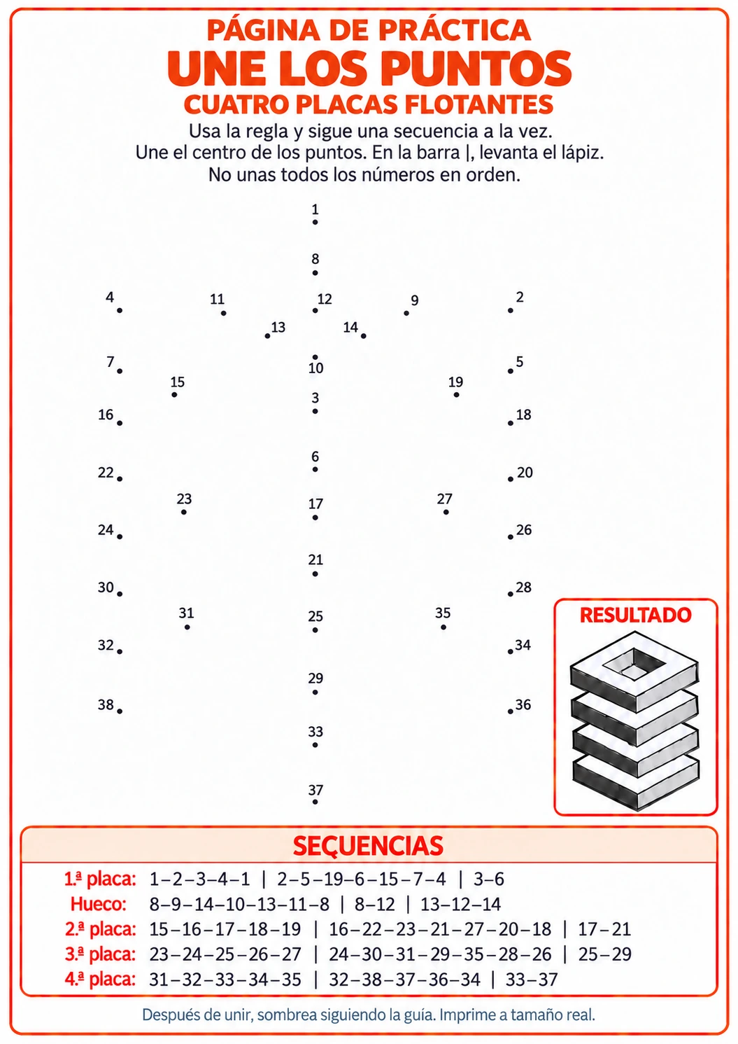 Lámina de práctica de las placas flotantes